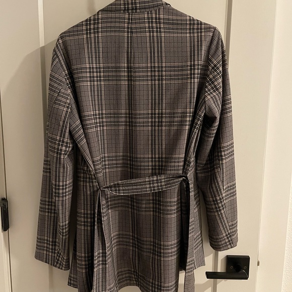 Zara | Plaid Blazer Jacket with Tie Waist - Picture 3 of 3